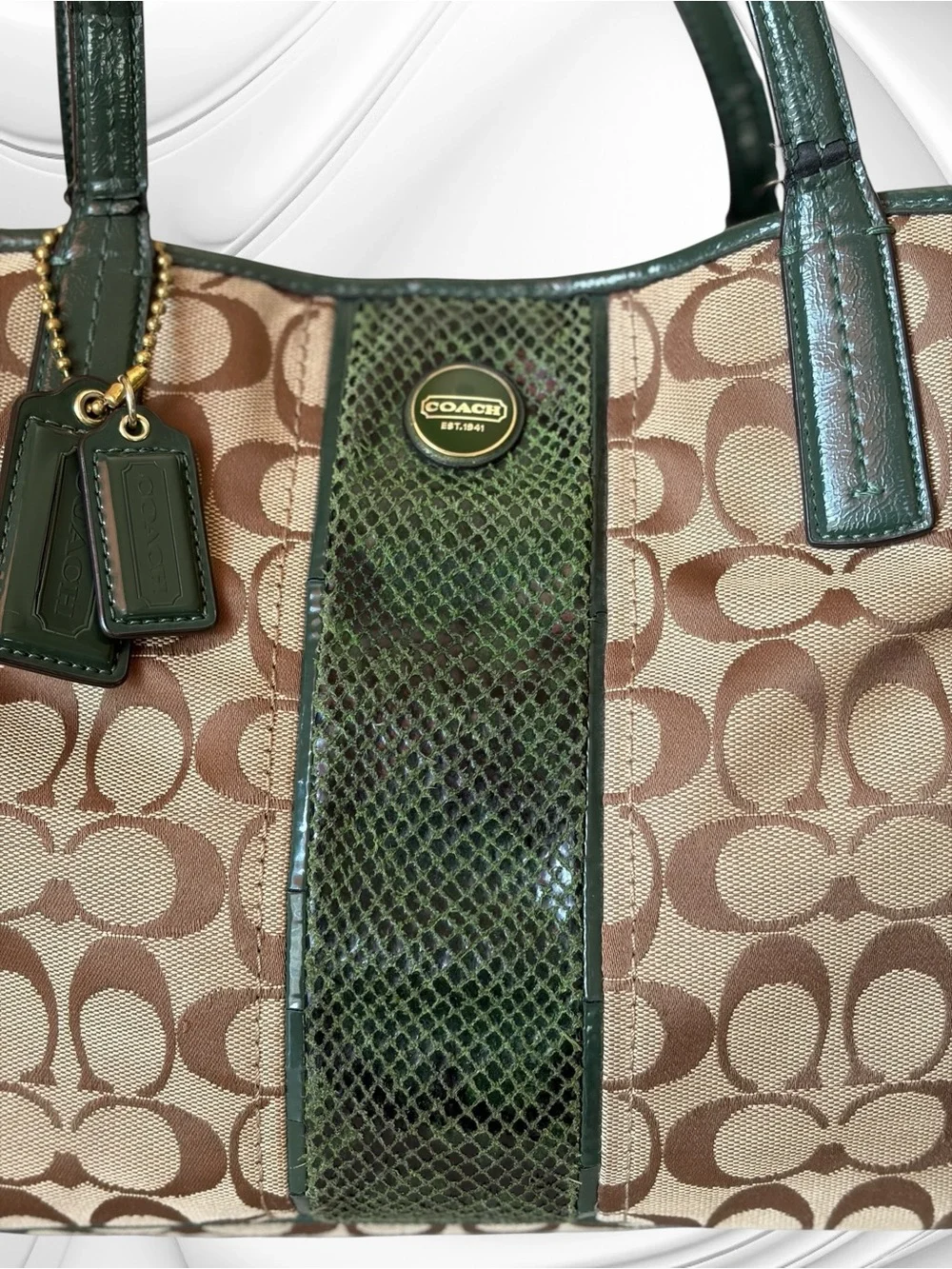 Coach Signature Stripe Python Carryall Tote, style number F24882